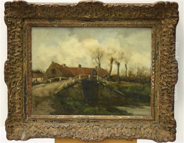 Dorpsboerderij Bij Een Brug Oil Painting by Willem George Frederik Jansen