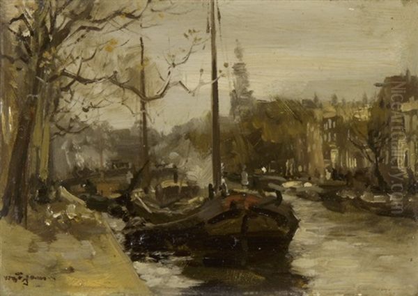 Boote In Der Prinsengracht In Amsterdam Oil Painting by Willem George Frederik Jansen