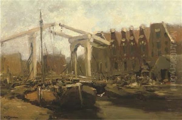 A View Of The Prinseneiland, Amsterdam Oil Painting by Willem George Frederik Jansen