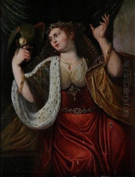 Femme Au Perroquet : Allegorie Du Toucher Oil Painting by Abraham Janssens