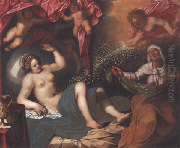 Jupiter And Danae Oil Painting by Abraham Janssens