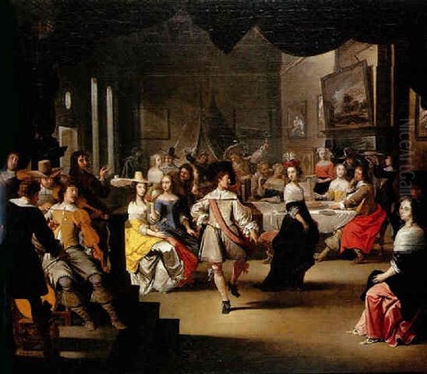 Scene De Bal Dans Un Interieur Hollandais Oil Painting by Hieronymous (Den Danser) Janssens