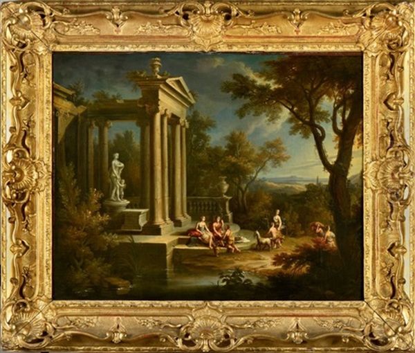 Bacchus Et Ariane Au Pied Du Temple De L'amour Oil Painting by Victor Honore Janssens