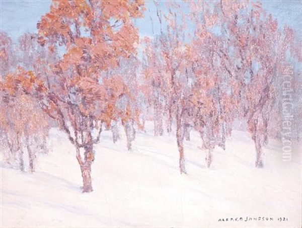 A Winter's Day Oil Painting by Alfred Jansson