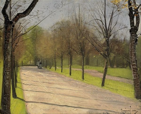 Promenerande Par Oil Painting by Eugene Jansson