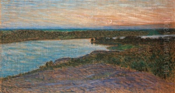 Hogsommarnatt (vy Mot Arstaviken) Oil Painting by Eugene Jansson