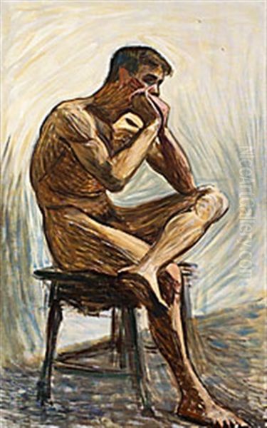 Munklaverspelaren Oil Painting by Eugene Jansson