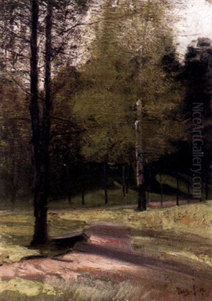 Solbelysta Bjorkar Oil Painting by Eugene Jansson