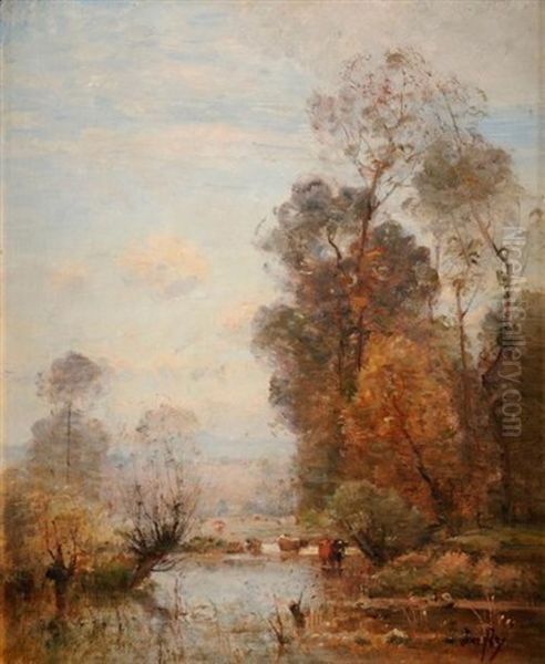 L'abreuvoir Oil Painting by Louis-Aime Japy