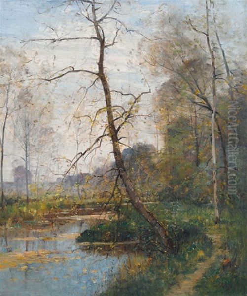 Auenlandschaft Im Fruhling Oil Painting by Louis-Aime Japy