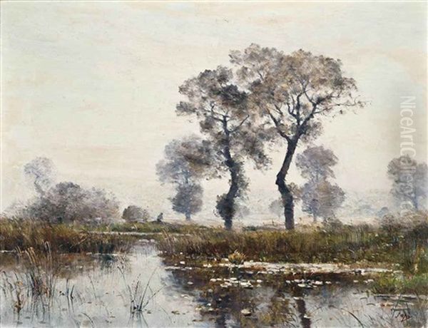 L'etang De Lapra En Septembre, St. Bonnet-les-oulles Oil Painting by Louis-Aime Japy