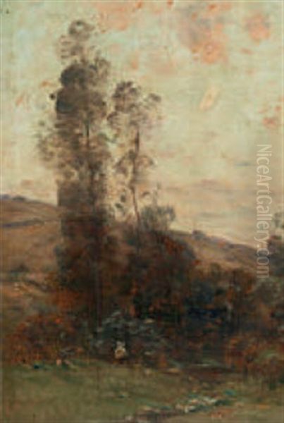 Landschaft Mit Figurenstaffage Oil Painting by Louis-Aime Japy