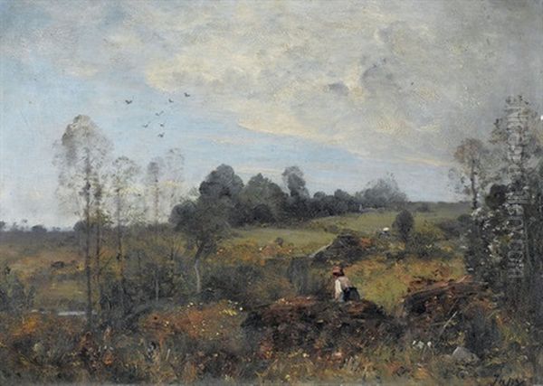 Landschaftspartie Im Jura Mit Bauerinnen Oil Painting by Louis-Aime Japy