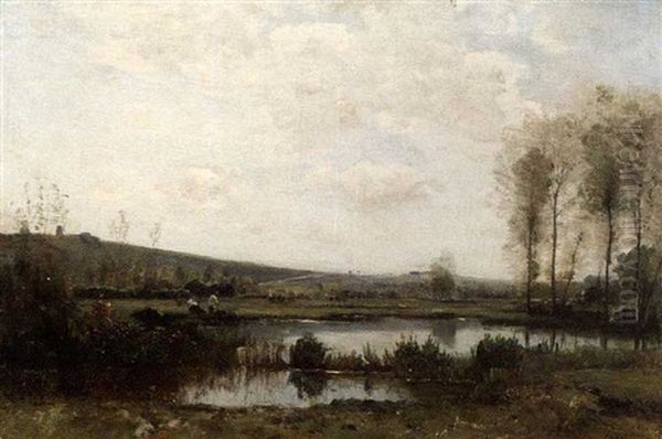 A Quiet Pool Oil Painting by Louis-Aime Japy