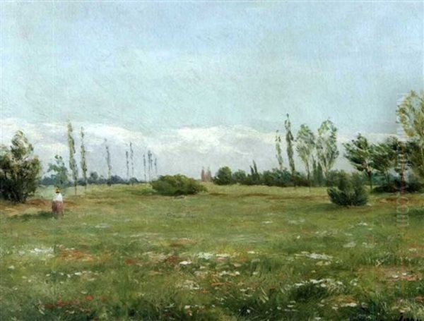 Le Pre Fleuri Pres De Chartres Oil Painting by Louis-Aime Japy