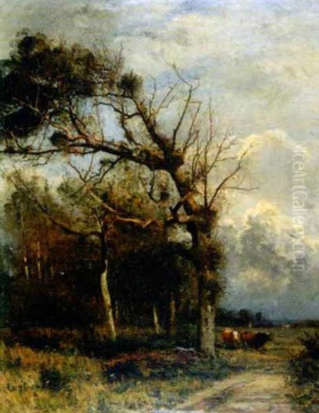 Vaches A La Clairiere Oil Painting by Louis-Aime Japy