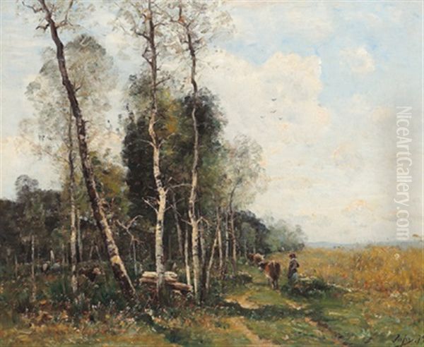 Am Heimweg Oil Painting by Louis-Aime Japy