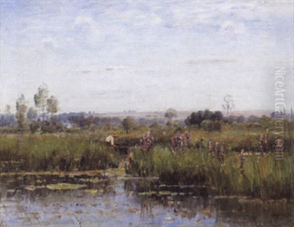 Paysage Avec Pecheur Oil Painting by Louis-Aime Japy