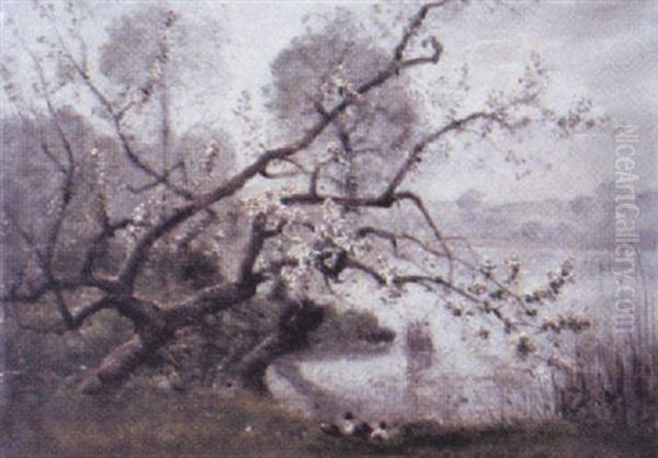 Bluhender Obstbaum Oil Painting by Louis-Aime Japy