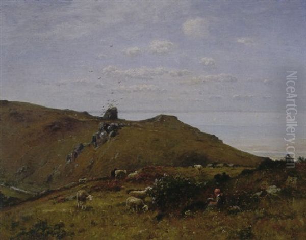 Watching The Flock Oil Painting by Louis-Aime Japy