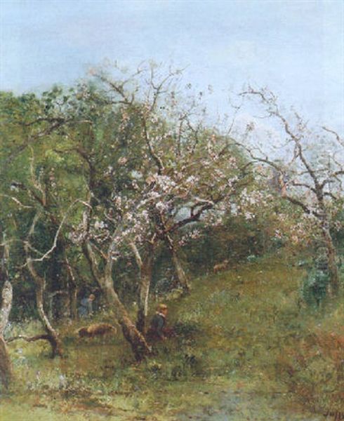 Springtime Pasture Oil Painting by Louis-Aime Japy