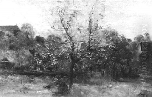 Gartenpartie Mit Bluhendem Baum Oil Painting by Louis-Aime Japy