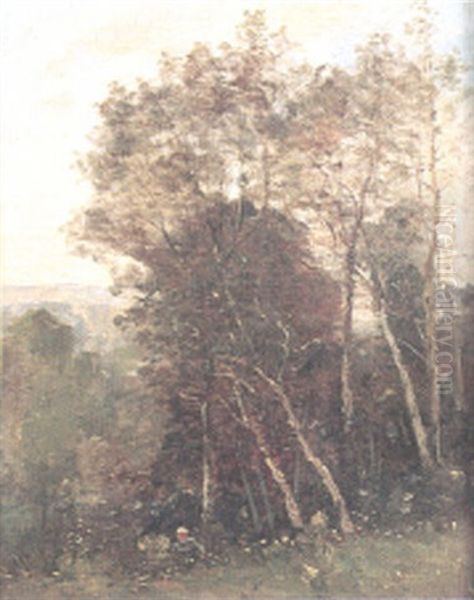 Landskap Med Man Pa Vag Oil Painting by Louis-Aime Japy