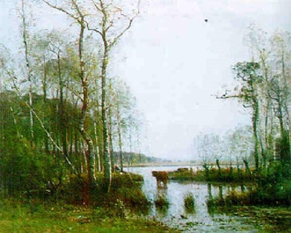 Paysage Au Lac Oil Painting by Louis-Aime Japy