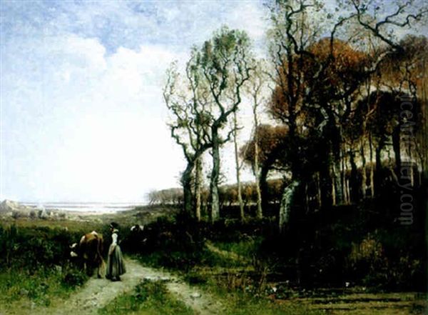 Bretonische Weidelandschaft Mit Hugeln Und Alten Baumen Oil Painting by Louis-Aime Japy