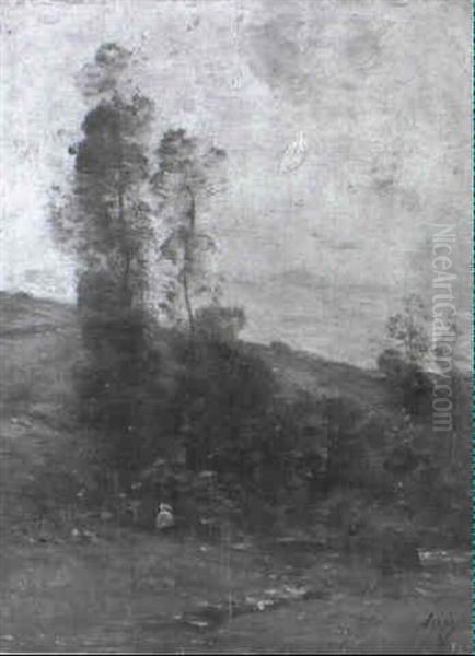 W,ldchen In Herbstlicher Hugellandschaft Oil Painting by Louis-Aime Japy