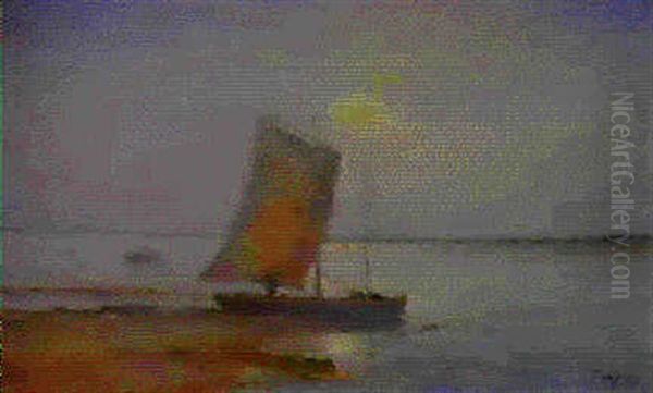 Clair De Lune Sur La Baie En Bretagne Oil Painting by Louis-Aime Japy