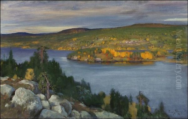 Syysmaisema Kolilta Oil Painting by Eero Jaernefelt