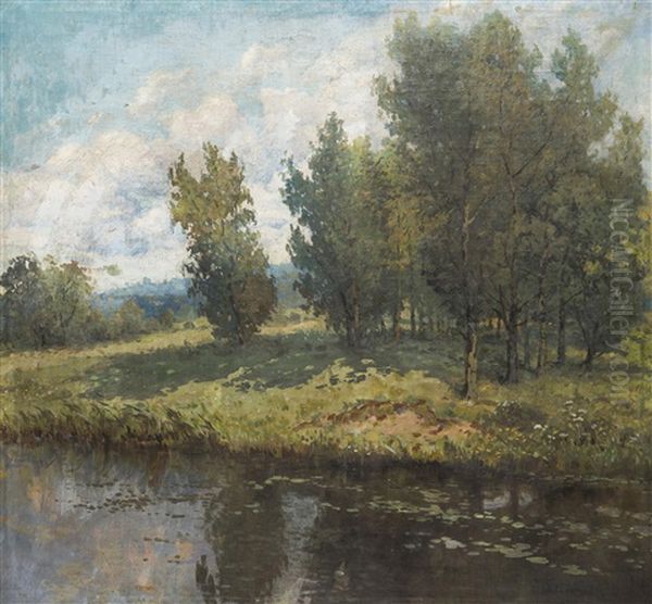 Trees By The Water Oil Painting by Petr Jaros