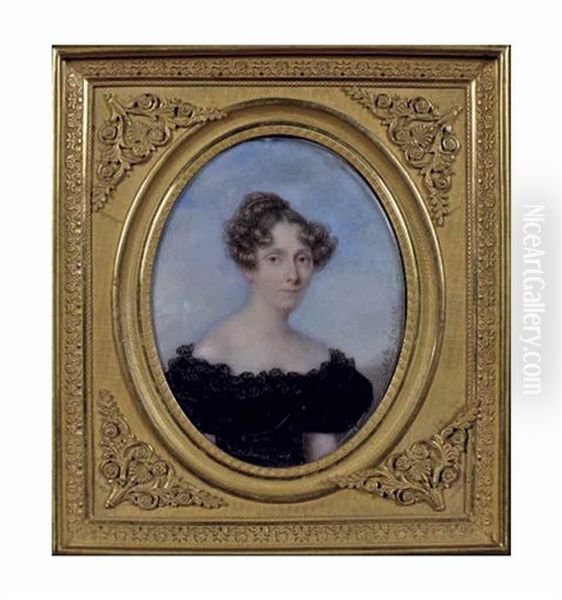 Portrait De Dame A La Robe Noire Oil Painting by Marie-Marguerite Jaser