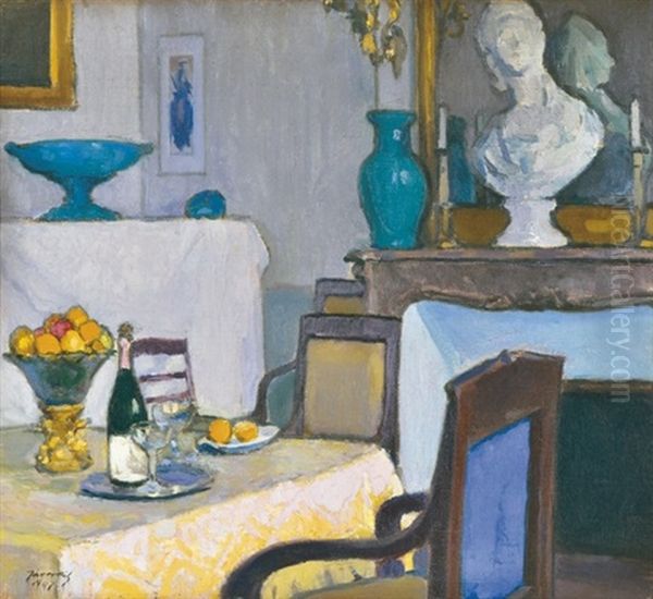 Parisian Interior (grey Harmony) Oil Painting by Pal Javor