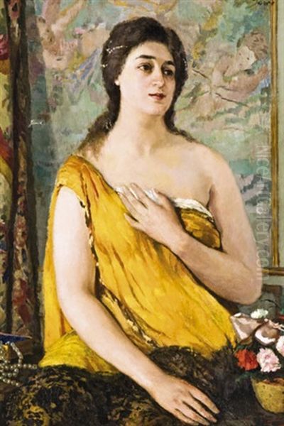 Sargaruhas Ifju Holgy Oil Painting by Pal Javor