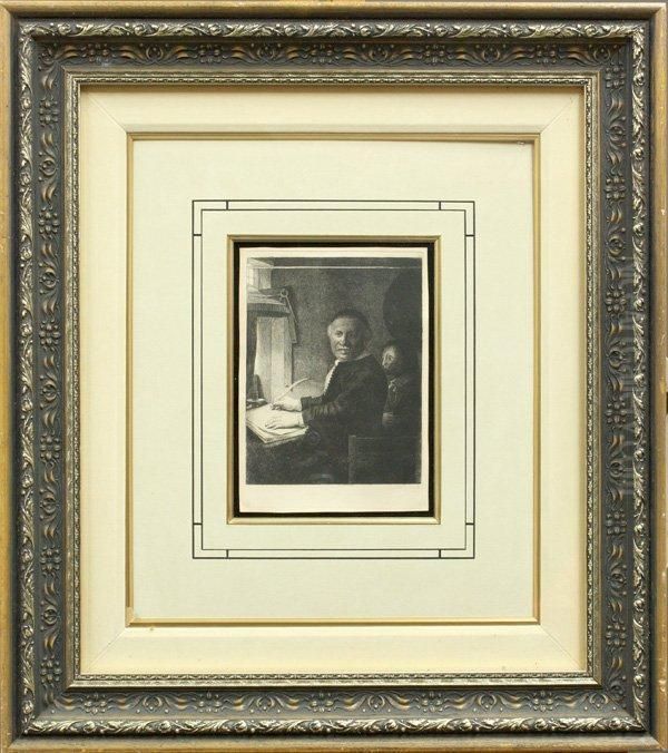 Livienz Willemz Van Coppenol, Writing Master Oil Painting by Pierre Francois Basan