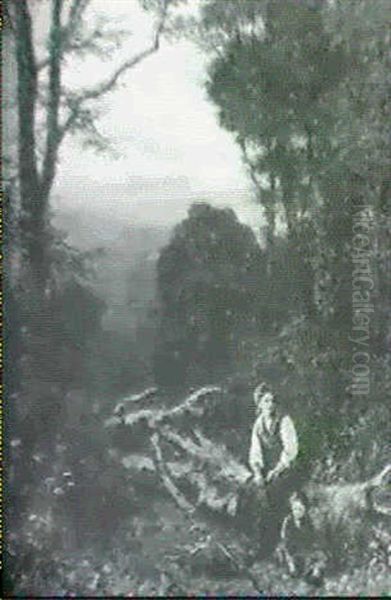 The Woodman's Wife  A Logging Team Oil Painting by William Samuel Jay