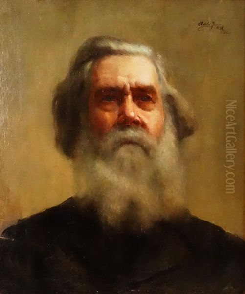 Old Man Portrait Oil Painting by Adela Jean