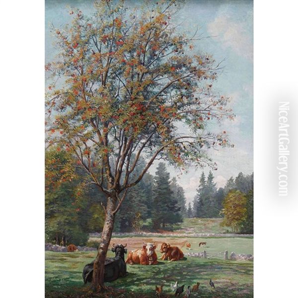 Le Sorbier Devant Mon Petit Atelier A La Joux-perret Oil Painting by Edouard Jeanmaire