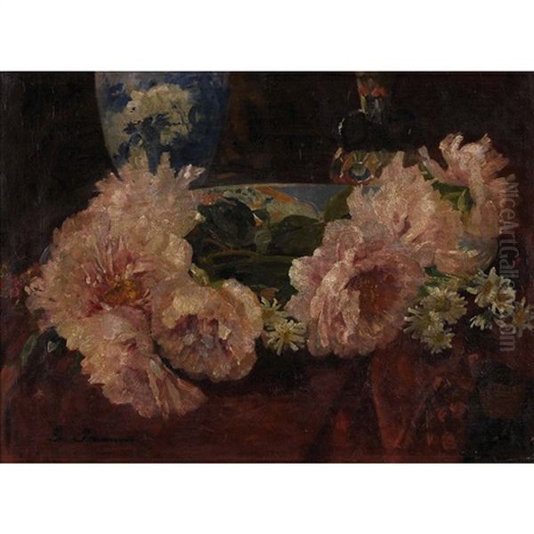 Stillleben Mit Pfingstrosen Oil Painting by Gustave Jeanneret
