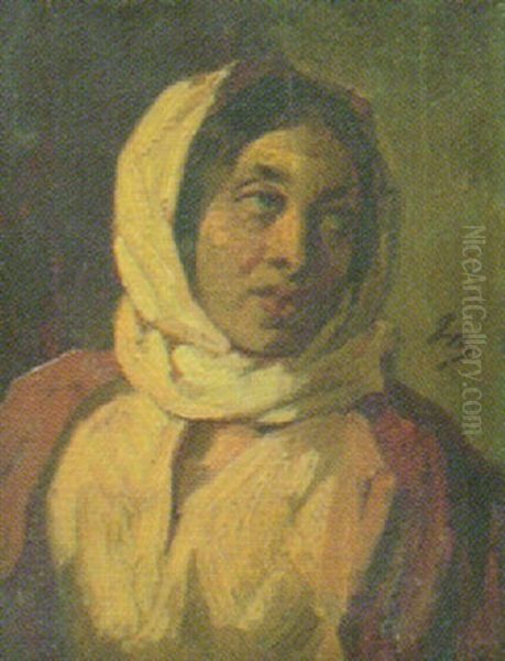 Kvinna I Sjalett Oil Painting by Philippe Auguste Jeanron