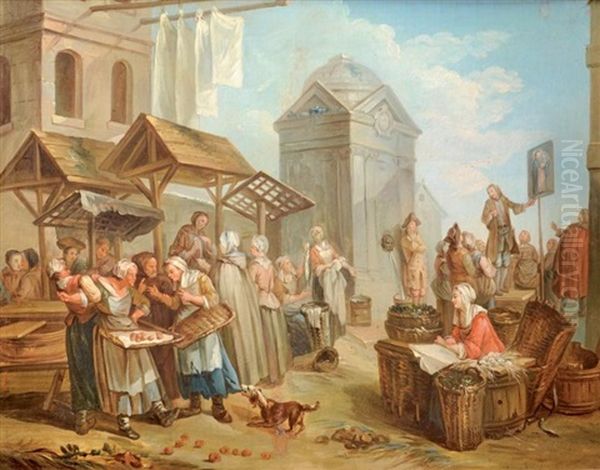 Scene De Marche Oil Painting by Etienne Jeaurat