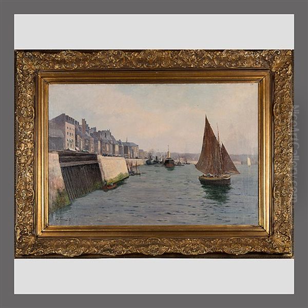 Harbour View, Le Havre Oil Painting by Alexandr Semonovich Jegornov