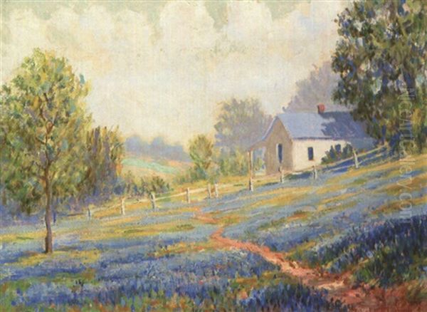 Landscape With Bluebonnets Oil Painting by John Eliot Jenkins