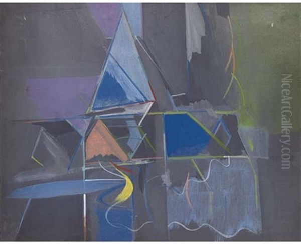 Yacht On Mere Snape, Suffolk Oil Painting by Humphrey Jennings