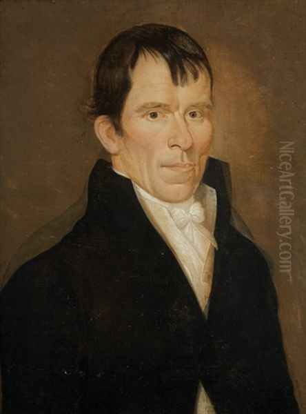 Portrait Of A Gentleman (+ Portrait Of A Lady; 2 Works) Oil Painting by William Jennys