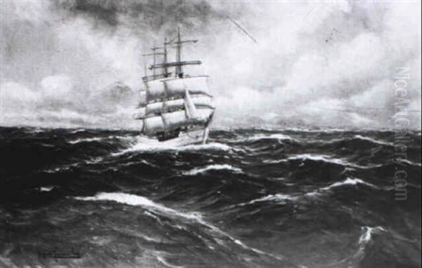 Weise Viermastbark Auf Hoher See Oil Painting by Alfred Serenius Jensen