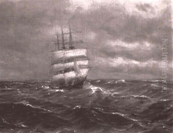 Viermaster Oil Painting by Alfred Serenius Jensen