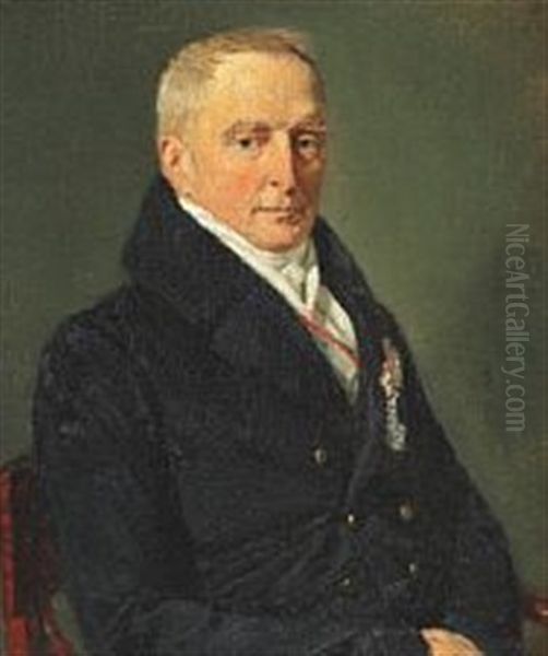 Portrait Of Privy Councillor, Chamberlain Carl Emil Count Moltke (1773-1858) Oil Painting by Christian Albrecht Jensen